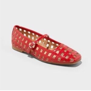 Women's Lorelei Woven Mary Jane Flats with Memory Foam Insole - Wild Fable™ red